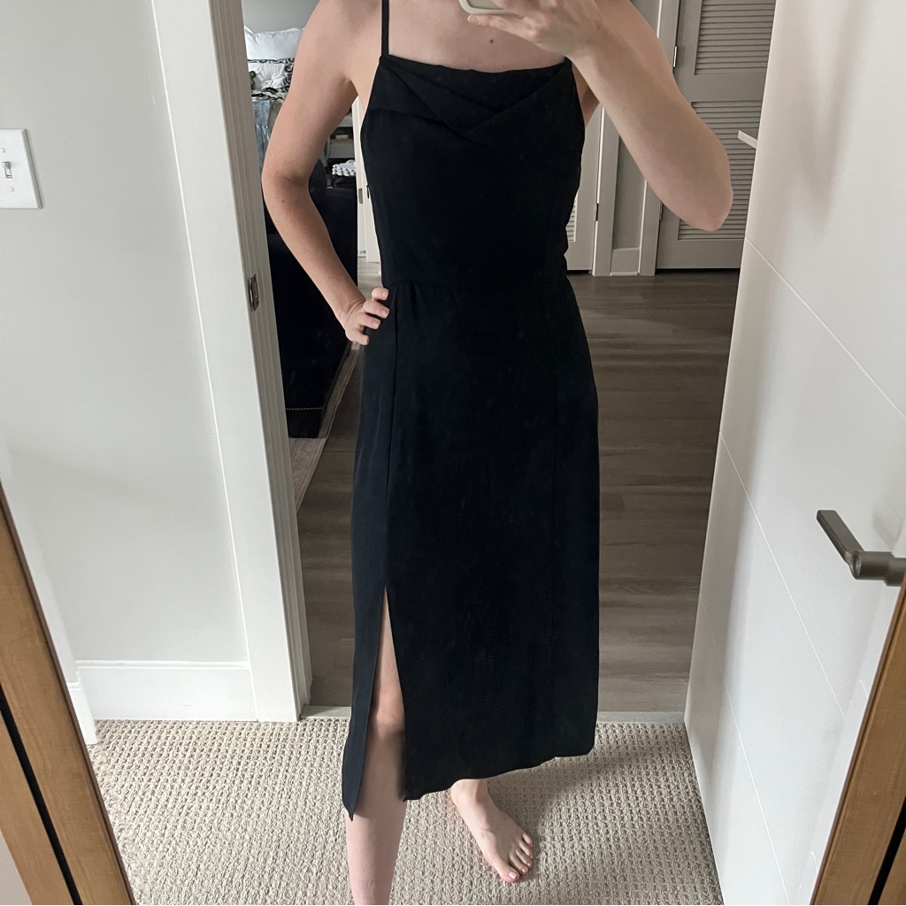Vince Black Sheath Midi Dress With Slit